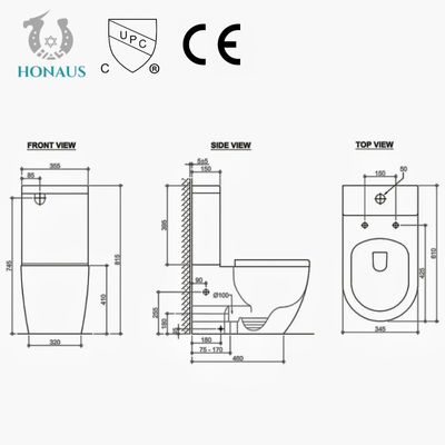 680*400*700mm Two Piece Toilet Bowl