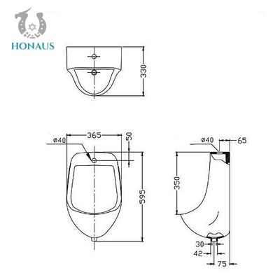Oval Shape Men'S Toilet Urinal Porcelain Automatic Urinal 330*380*600mm