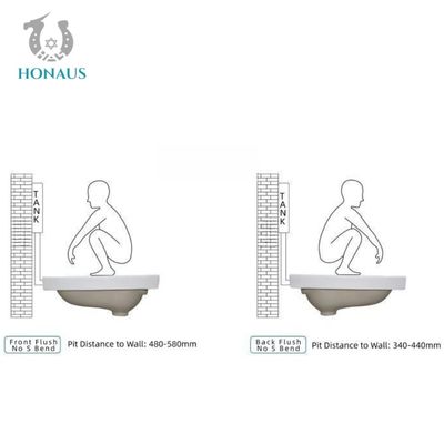 Household Public Ceramic Squat Pan Toilet Anti Odor Commercial Washdown S Trap