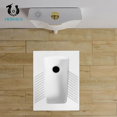 Household Public Ceramic Squat Pan Toilet Anti Odor Commercial Washdown S Trap