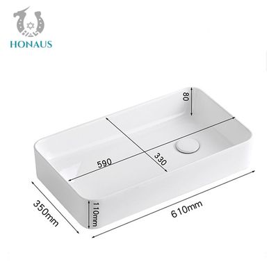 Balcony Bathroom Countertop Basin Square Sink Side Drainage 610*350*590mm
