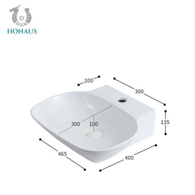 Modern Streamlined Surfaces Bathroom Wall Hung Bain Sink Hand Wash Wall Mounted