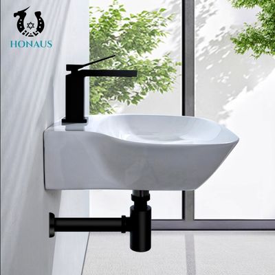 Modern Streamlined Surfaces Bathroom Wall Hung Bain Sink Hand Wash Wall Mounted