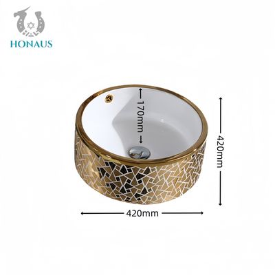 Golden Bathroom Countertop Basin Electroplating Surface Middle East Luxury