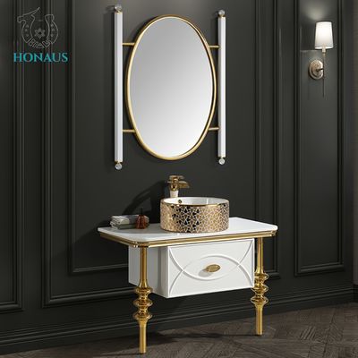 Golden Bathroom Countertop Basin Electroplating Surface Middle East Luxury