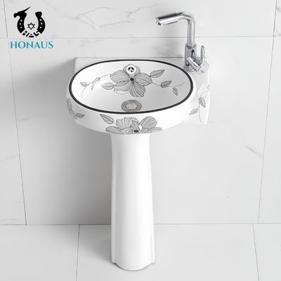 Chinese Style Bathroom Full Pedestal Wash Basin With Mirror Best Ceramic Two Piece
