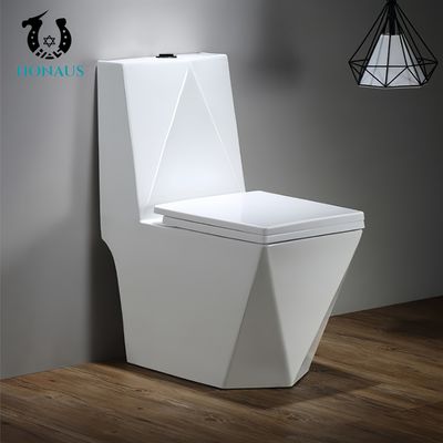 Ceramic One Piece Toilet Bowl Diamond Cut Shape Modern Style Multi Colors
