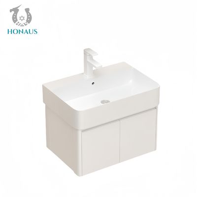Practical Bathroom Wall Hung Basin Ceramic Floating Vanity with Cabinet White