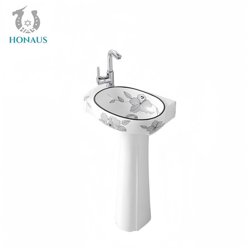 Chinese Style Bathroom Full Pedestal Wash Basin With Mirror Best Ceramic Two Piece