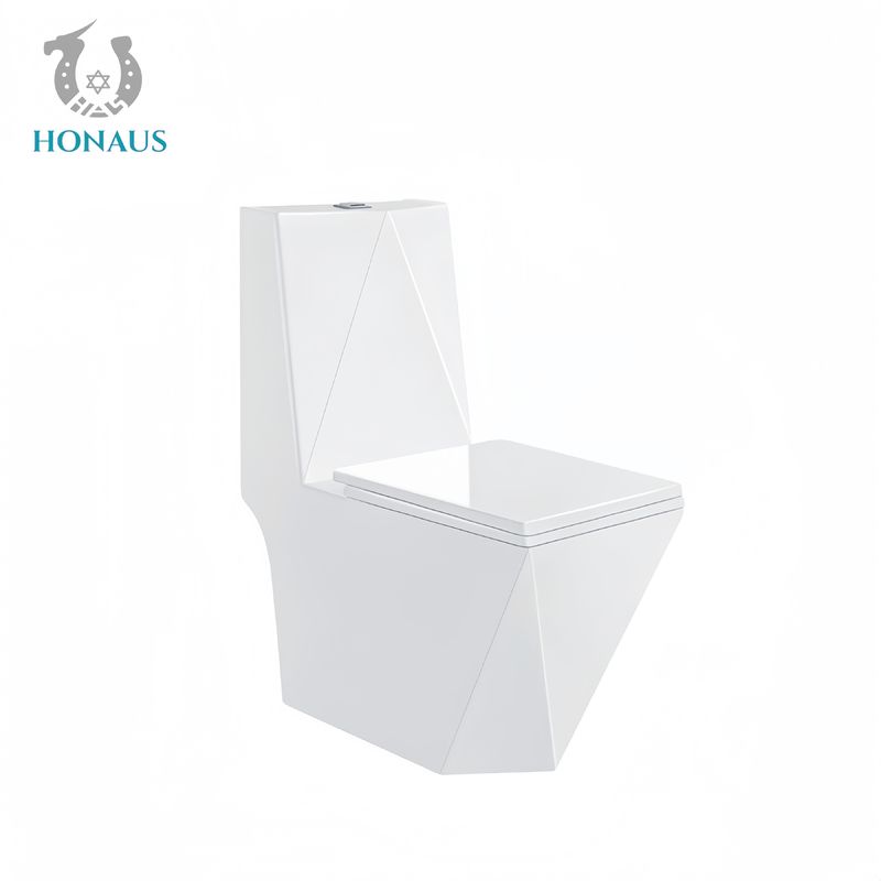 Ceramic One Piece Toilet Bowl Diamond Cut Shape Modern Style Multi Colors